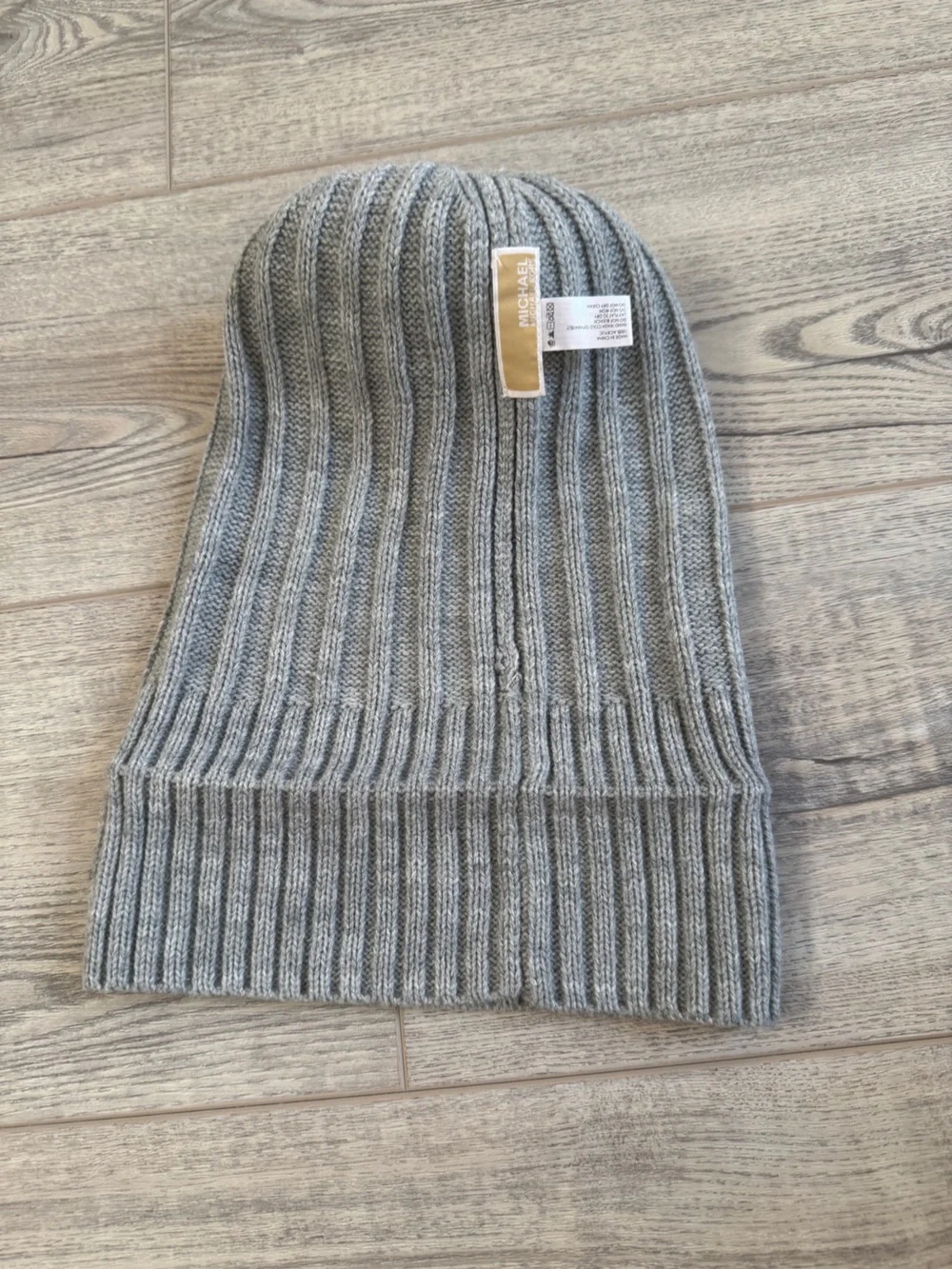 Michael Kors Gray Ribbed Pom Knit Beanie